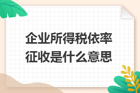 企業(yè)所得稅依率征收是什么意思