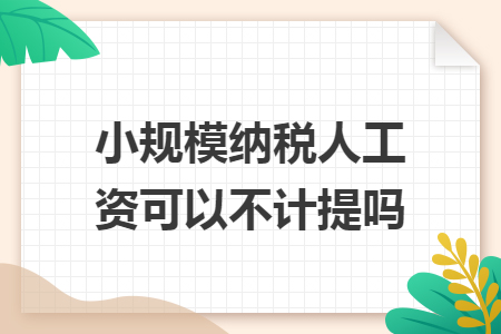 小規(guī)模納稅人工資可以不計(jì)提嗎