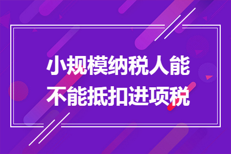 小規(guī)模納稅人能不能抵扣進(jìn)項(xiàng)稅
