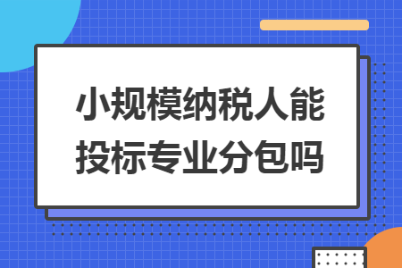 小規(guī)模納稅人能投標專業(yè)分包嗎