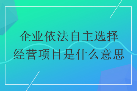 企業(yè)依法自主選擇經(jīng)營項目是什么意思