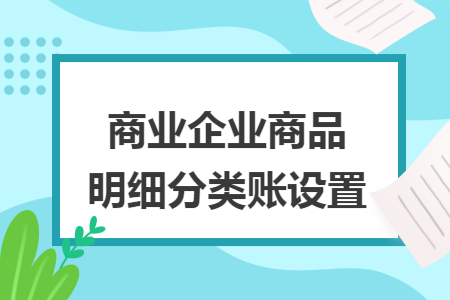 商業(yè)企業(yè)商品明細分類賬設置