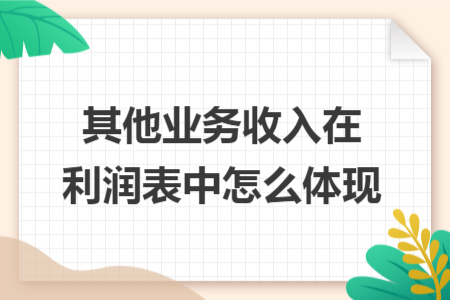 其他業(yè)務(wù)收入在利潤表中怎么體現(xiàn)