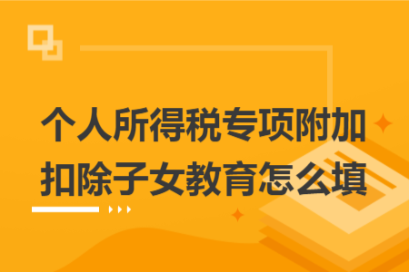 個(gè)人所得稅專(zhuān)項(xiàng)附加扣除子女教育怎么填