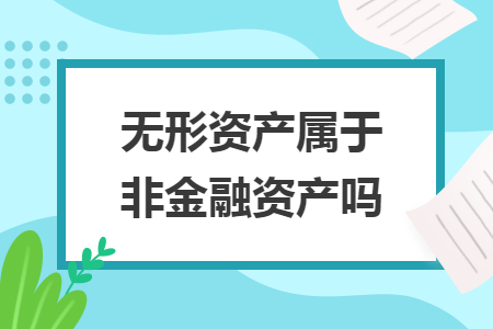無(wú)形資產(chǎn)屬于非金融資產(chǎn)嗎