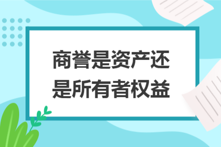 商譽是資產(chǎn)還是所有者權(quán)益