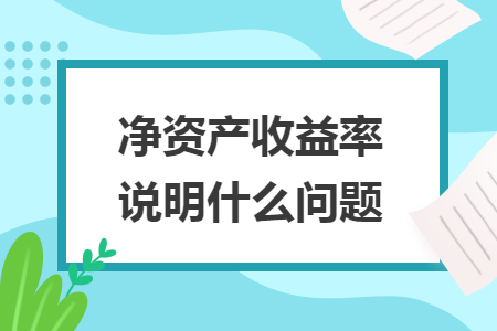 凈資產(chǎn)收益率說明什么問題