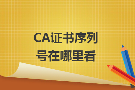 CA證書序列號在哪里看
