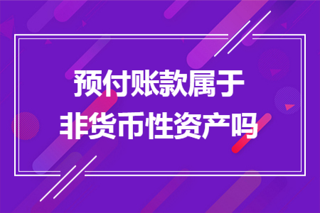 預(yù)付賬款屬于非貨幣性資產(chǎn)嗎