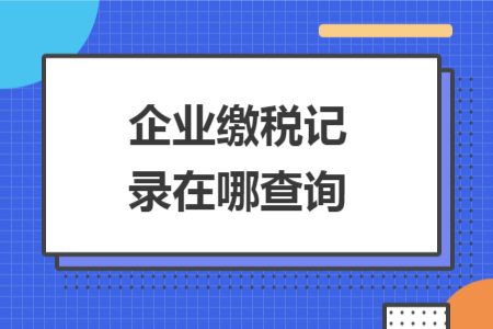 企業(yè)繳稅記錄在哪查詢