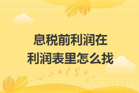 息稅前利潤(rùn)在利潤(rùn)表里怎么找