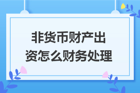 非貨幣財(cái)產(chǎn)出資怎么財(cái)務(wù)處理